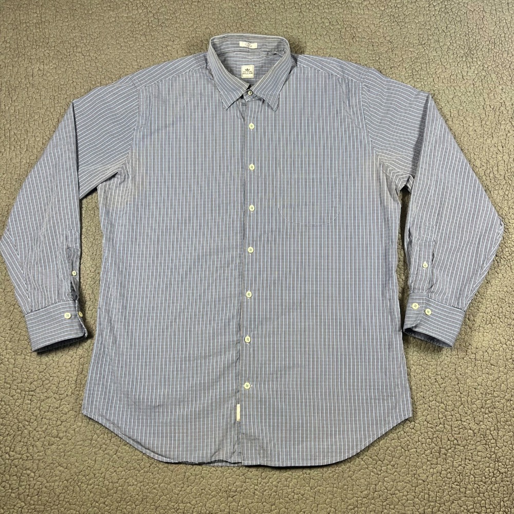 Peter Millar Mens Blue White Check Cotton Button Down Shirt Large MF13W212CHL